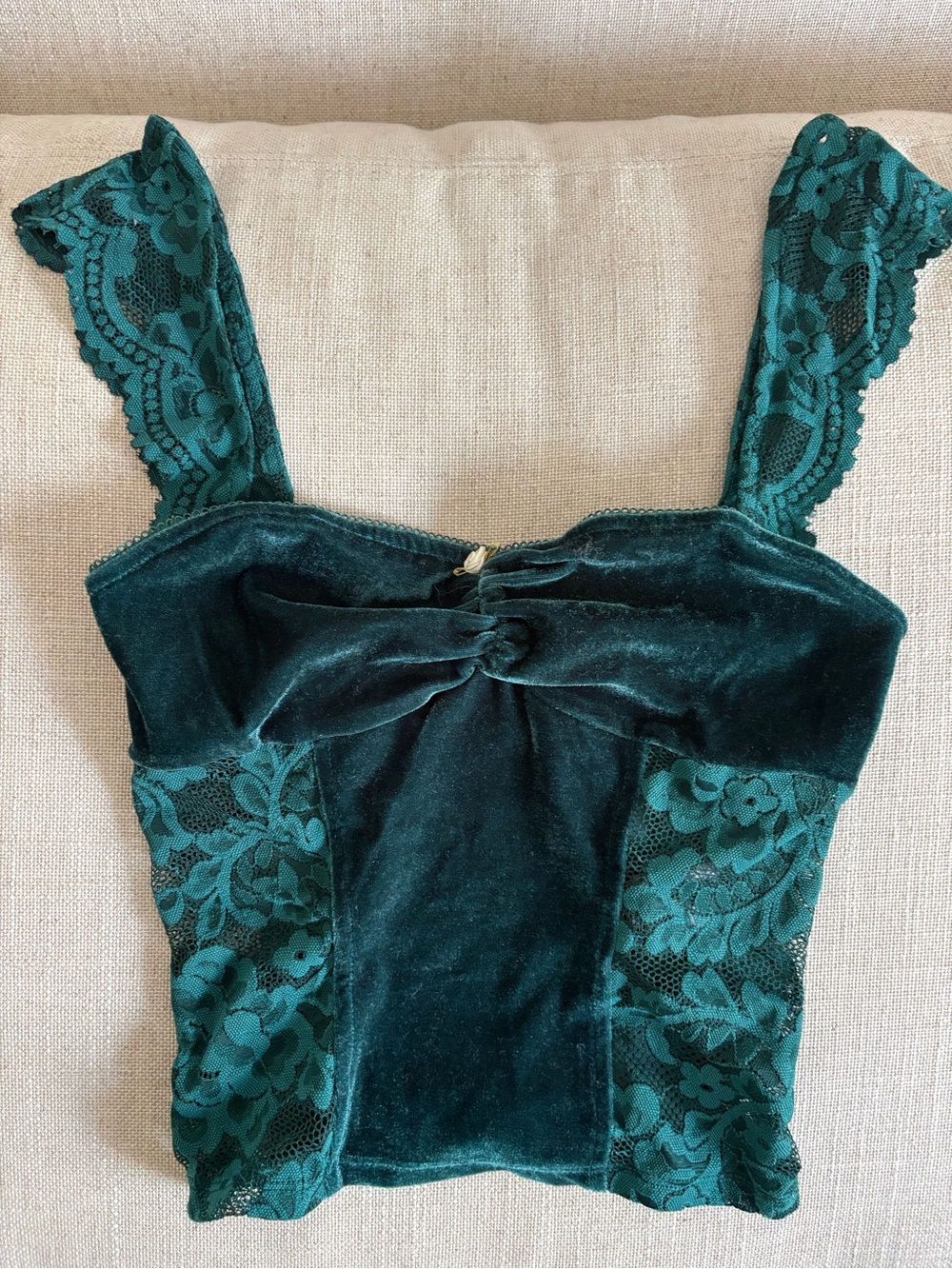 Kimchi Blue Emerald Green Velvet Lace top